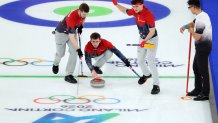 Ben Richardson, Daniel Casper and Aidan Oldenburg of Team United States compete
