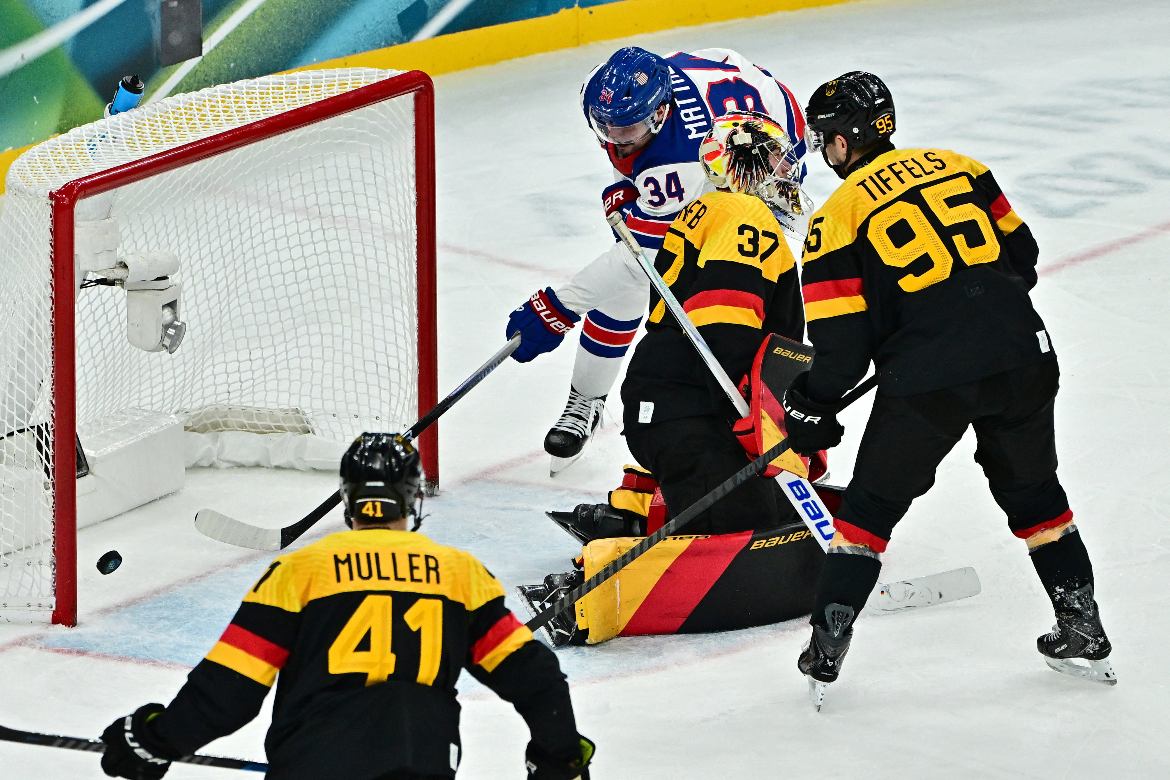 US beats Germany in men's hockey to stay undefeated at the Olympics