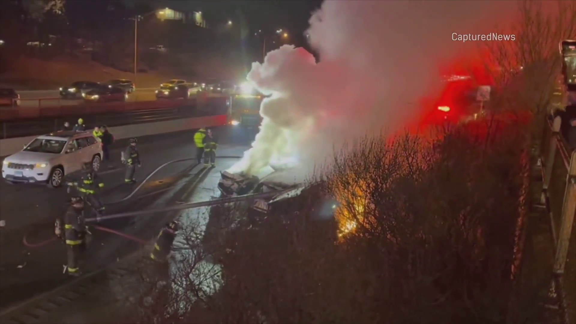 Multi-vehicle crash on Kennedy Expressway leaves cars engulfed in