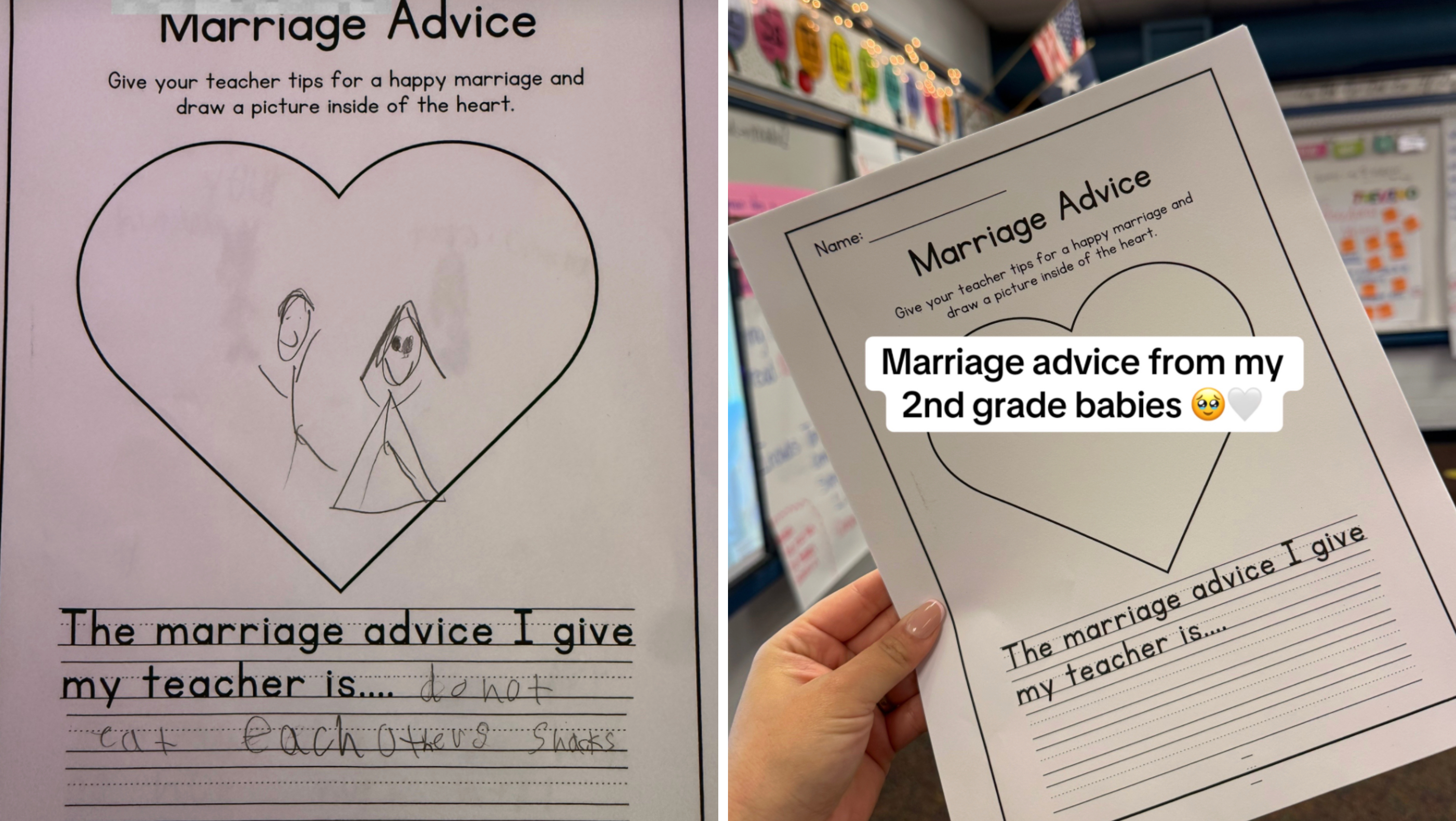 ‘Do not eat each other's snacks': 2nd graders marriage advice for teacher goes viral
