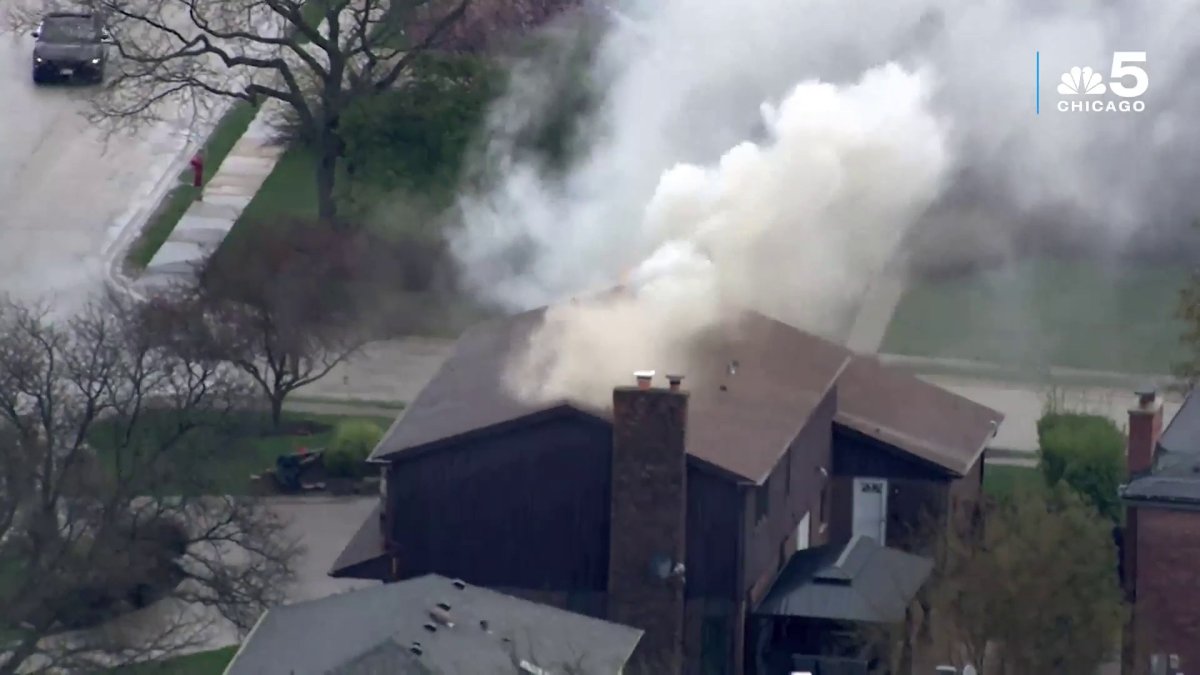 Smoke rises from Morton Grove house fire likely caused by lightning ...