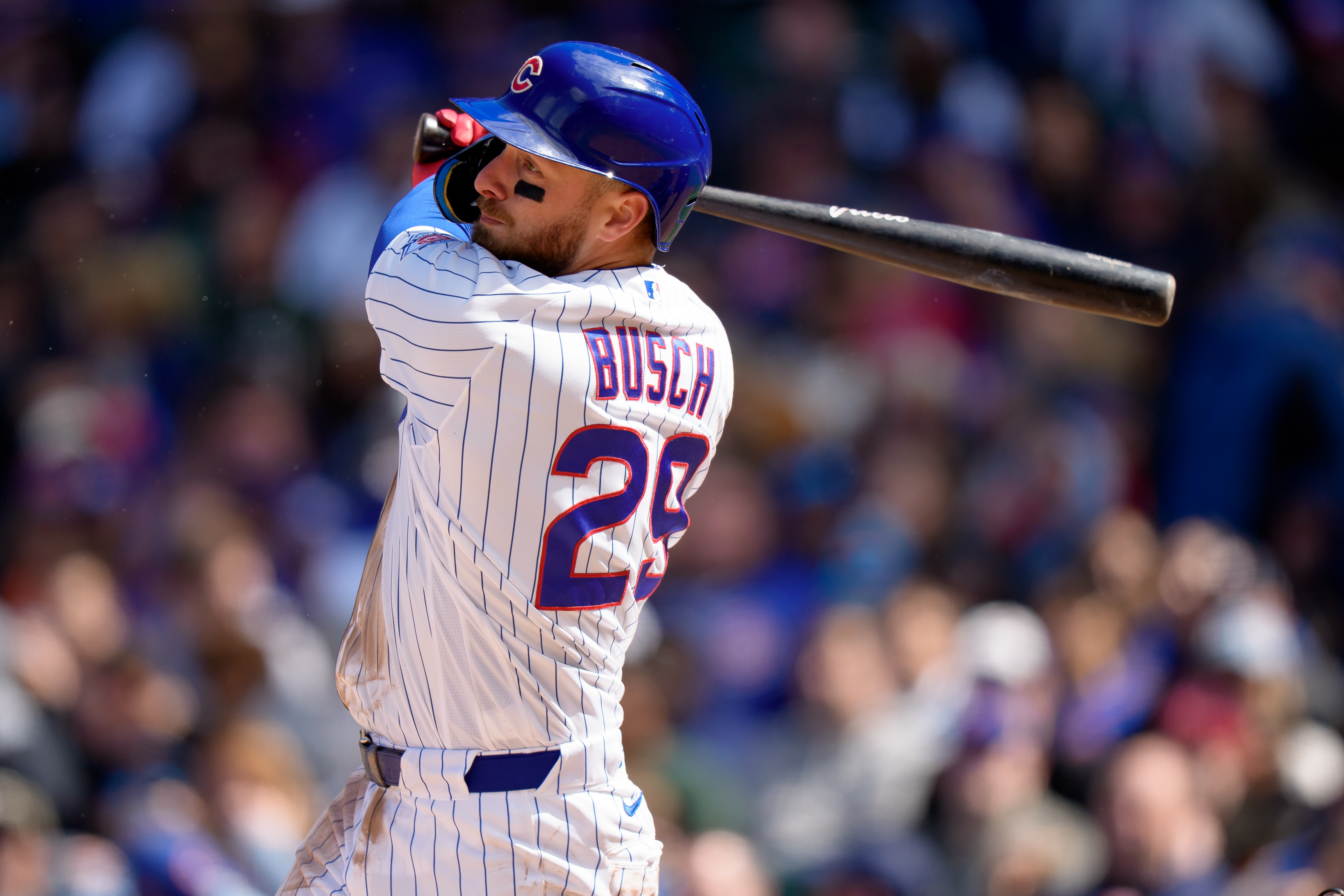 Goose on the loose: Michael Busch chases off waterfowl at Wrigley Field