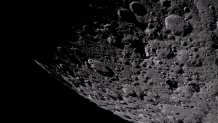 The heavily cratered terrain of the eastern edge of the South Pole-Aitken basin is seen with the shadowed terminator – the boundary between lunar day and night – at the top of the image. The South Pole-Aitken basin is the largest and oldest basin on the Moon, providing a glimpse into an ancient geologic history built up over billions of years.