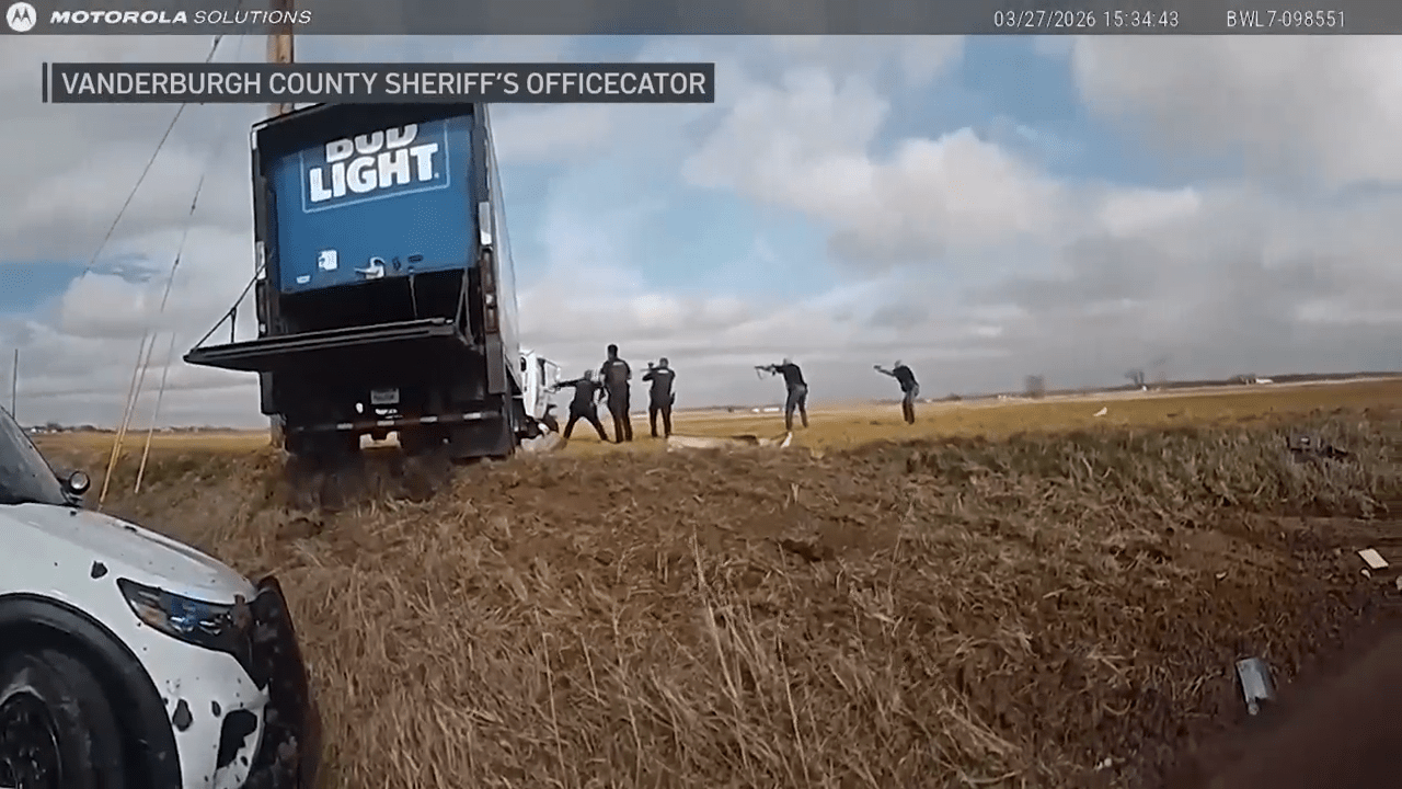 See the moment the driver of a stolen beer truck crashes into a deputy's vehicle