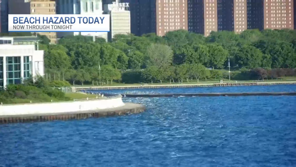 Camera over Lake Michigan shakes from wind amid beach hazard with ‘dangerous' conditio...