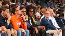 Jay-Z attends the game.