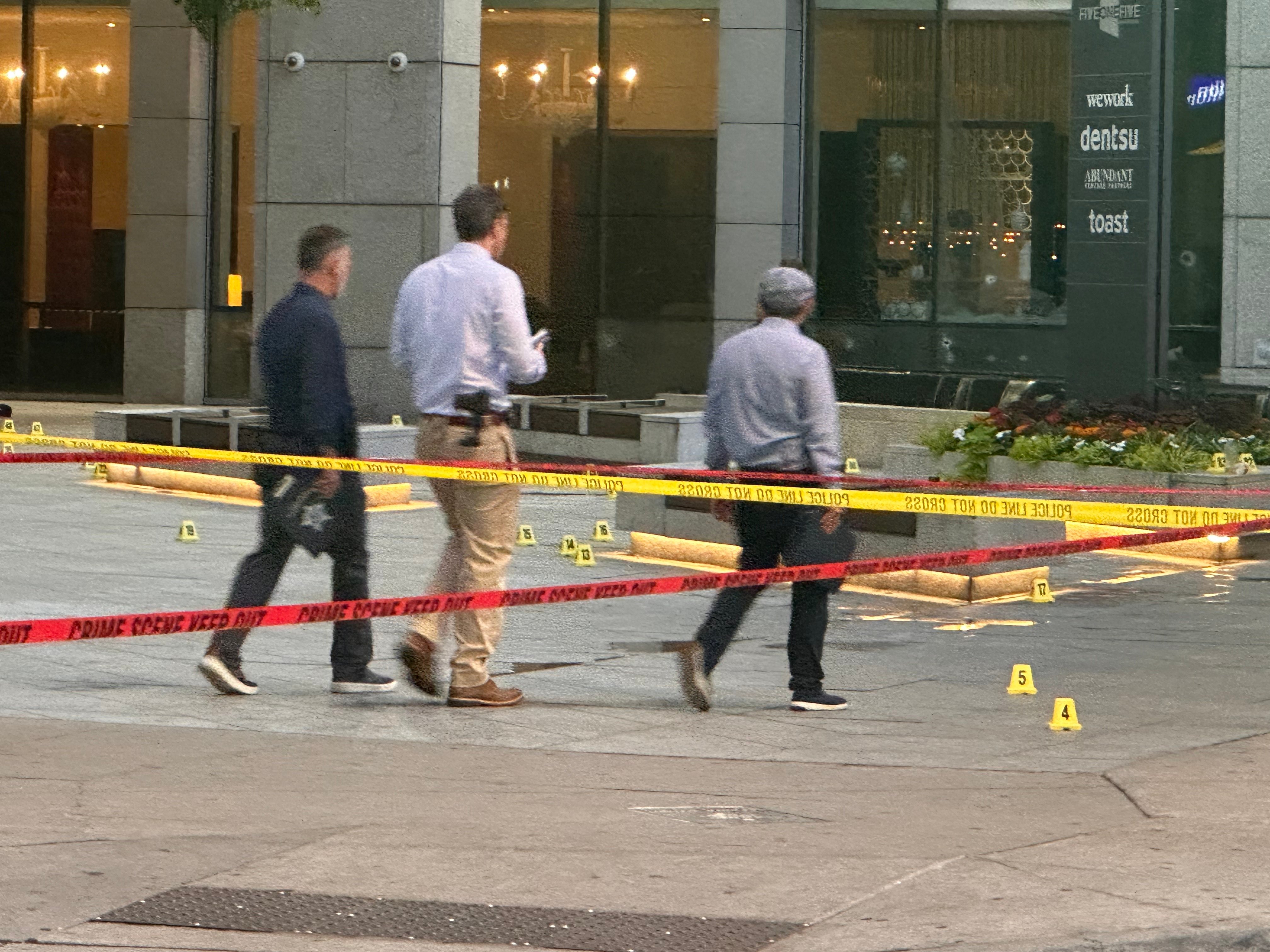 VIDEO: Bullet holes riddle windows of River North office building after deadly shooting