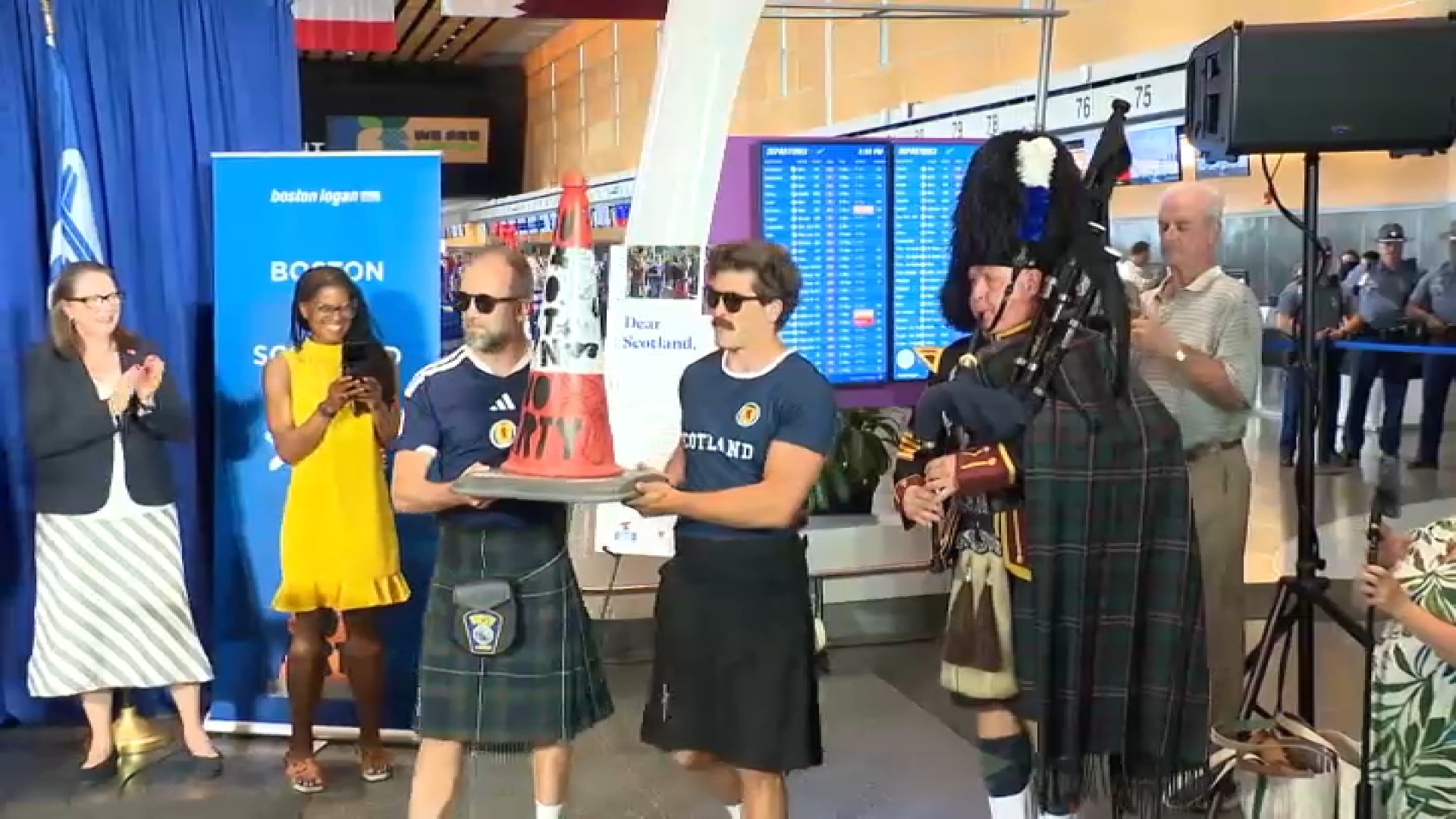 Scottish traffic cone flies first class to Mass. to honor World Cup friendship