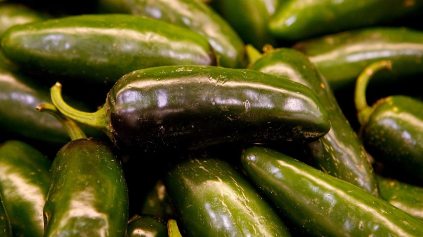 Green jalapenos in a pile