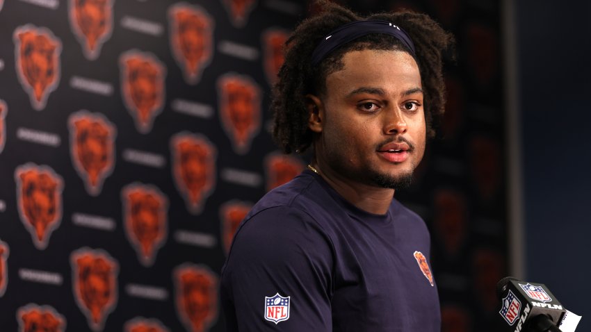 LAKE FOREST, ILLINOIS – JUNE 10: Coby Bryant #2 of the Chicago Bears speaks to media after Chicago Bears Minicamp at Halas Hall on June 10, 2026 in Lake Forest, Illinois. (Photo by Geoff Stellfox/Getty Images)