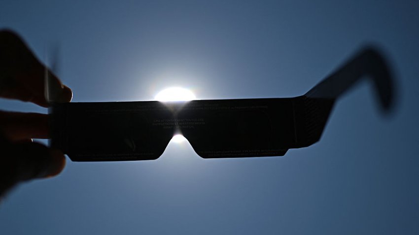TOPSHOT – This photograph shows eclipse-viewing glasses for direct observation of the sun in Beziers, Southern France, on August 5, 2026, ahead of the August 12 solar eclipse. In France, the solar eclipse on August 12 will not be total, but it will still be visible in the late afternoon. Scientists plan to use a total solar eclipse visible in Spain as a rare chance to learn more about the stormy, unpredictable nature of our star. (Photo by Gabriel BOUYS / AFP via Getty Images)
