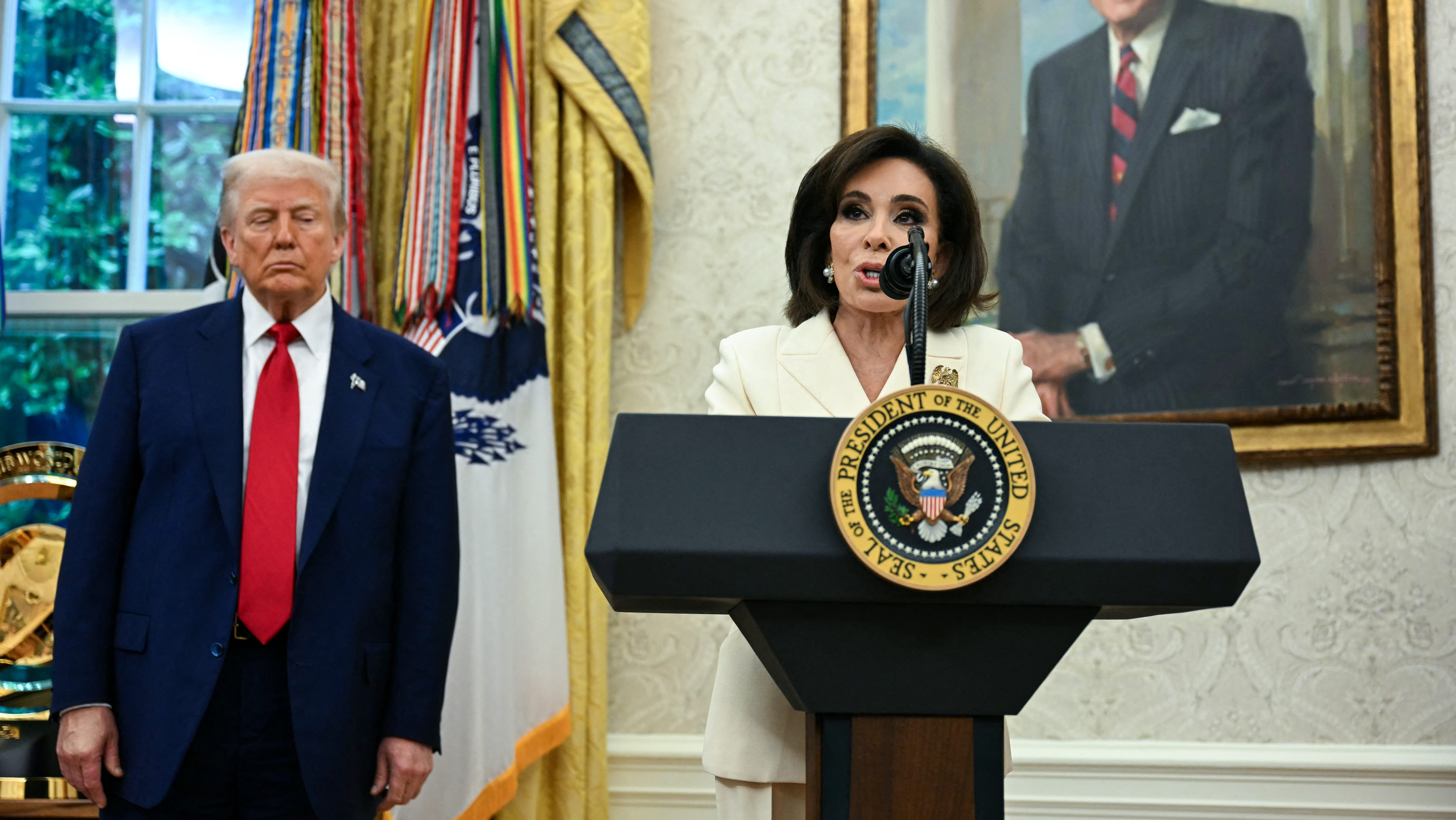 Trump: Jeanine Pirro ‘folded like an umbrella' in Reflecting Pool vandalism case