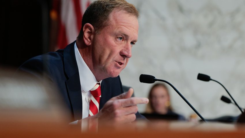Senate Judiciary Committee member Sen. Eric Schmitt (R-MO) questions former Special Counsel Jack Smith during a committee hearing in the Hart Senate Office Building on September 29, 2026 in Washington, DC. The committee is holding the hearing to examine Smith's probe into Donald Trump.