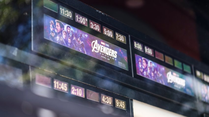The schedule for the "Avengers: Endgame" movie is displayed at a theater in Berkeley, California, U.S., on Monday, April 29, 2019.