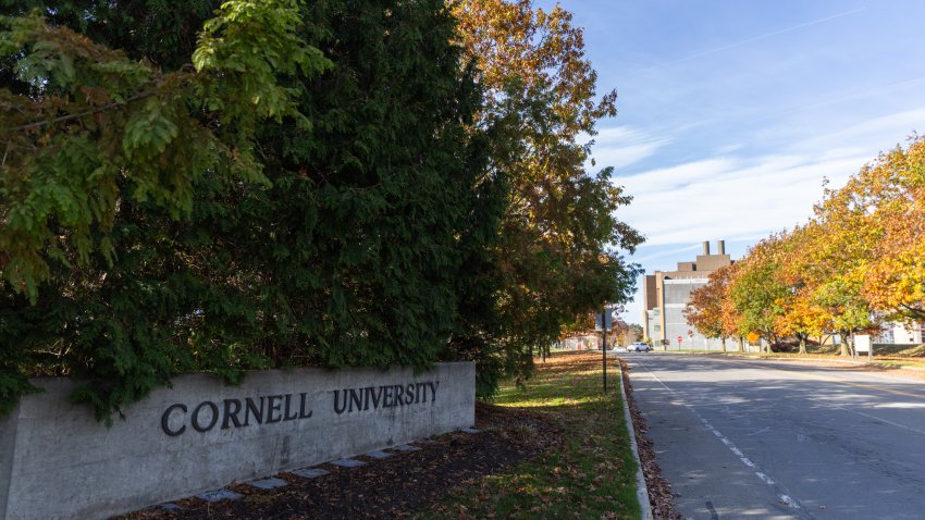 ITHACA, NEW YORK – NOVEMBER 3: A view of one of the entrances to the Cornell University campus on November 3, 2023 in Ithaca, New York. The university canceled classes after one of its students is accused of making violent antisemitic threats. (Photo by Matt Burkhartt/Getty Images)