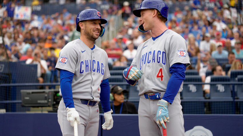 ST PETERSBURG, FLORIDA – SEPTEMBER 27: Pete Crow-Armstrong #4 and Alex Bregman #3 of the Chicago Cubs look on before in a game against the Boston Red Sox at Tropicana Field on September 27, 2026 in St Petersburg, Florida. (Photo by Matt Dirksen/Chicago Cubs/Getty Images)