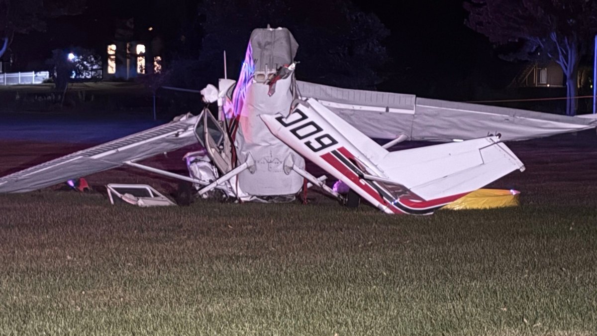 Small plane crashes at suburban park, injuring 2