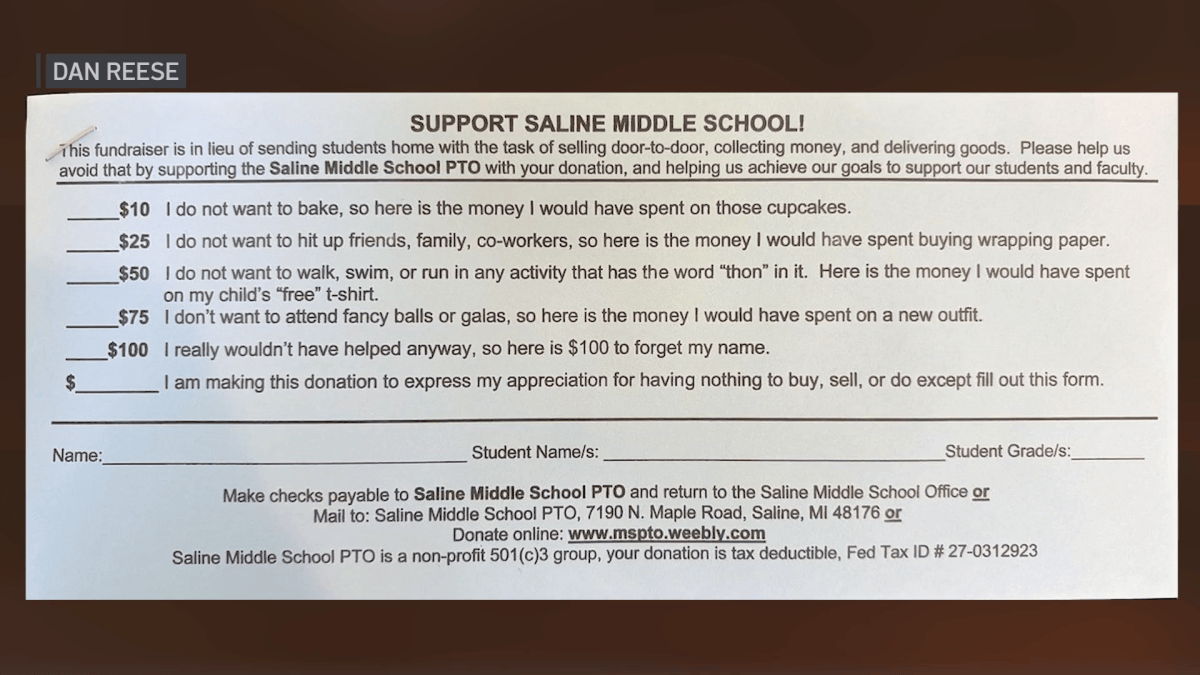 Michigan middle school fundraiser goes viral for hilariously direct approach