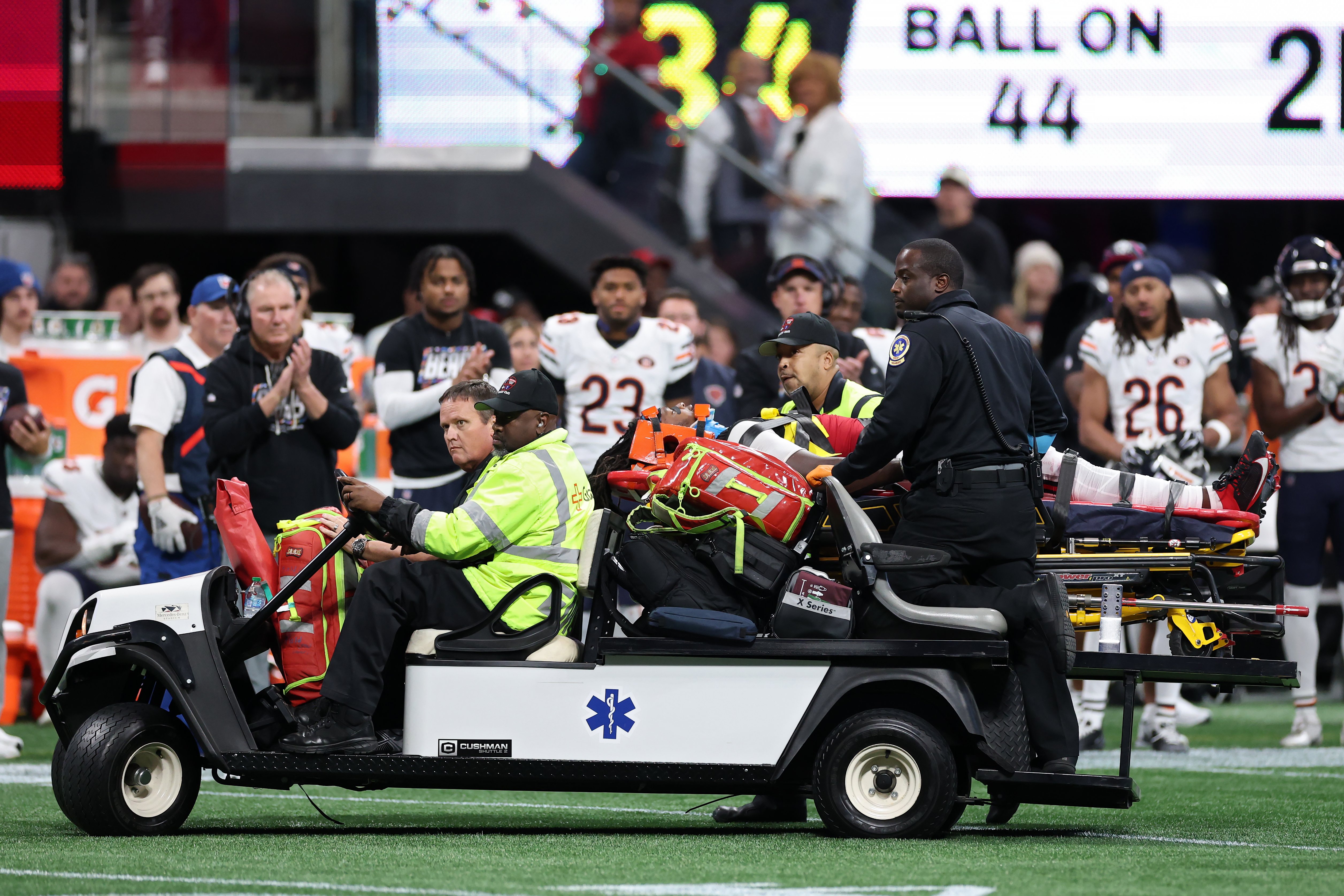 Falcons rookie linebacker Kendal Daniels carted off field after scary injury