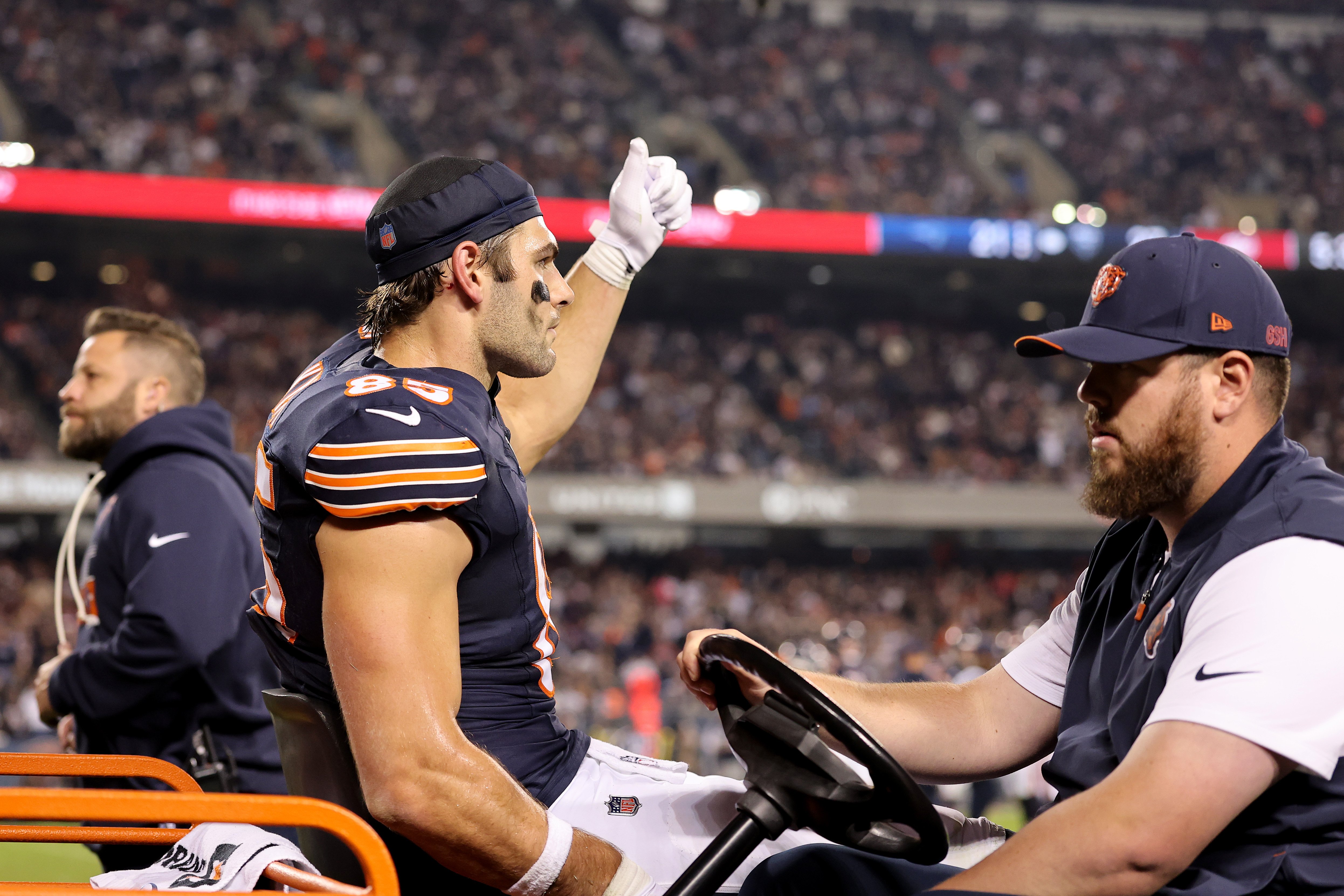 Cole Kmet carted off field in Bears' game vs. Patriots