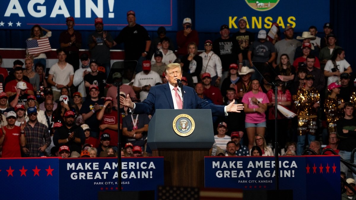Trump uses antisemitic slur in defending Sen. Roger Marshall at rally in Kansas